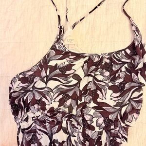 LOFT Women's long Dress - Purple and White Botanical